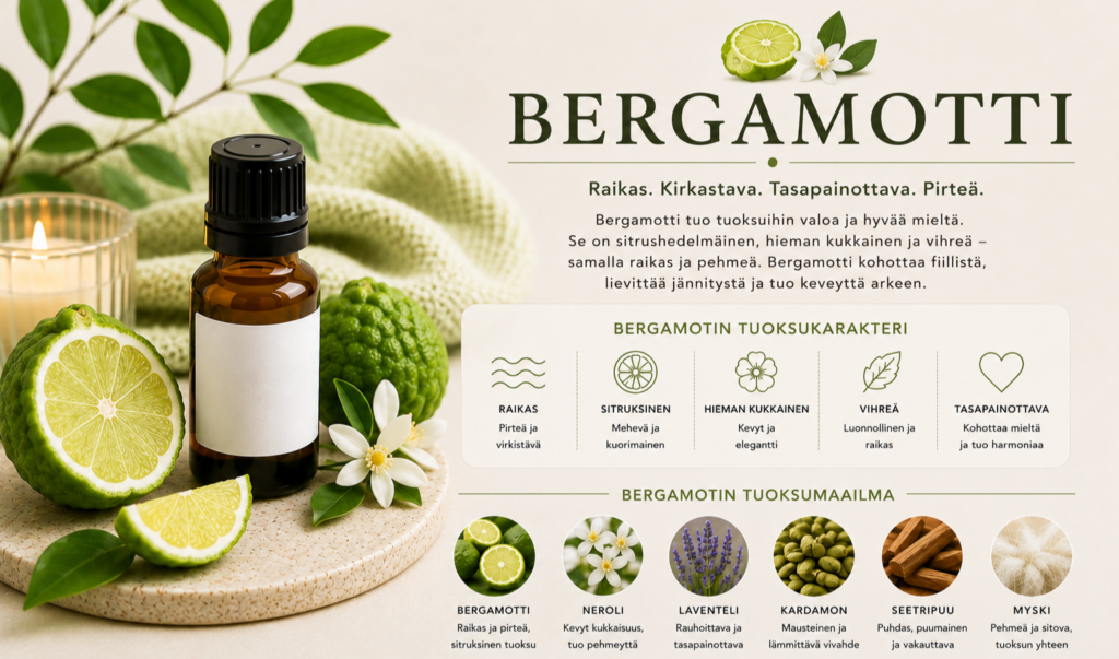 bergamotin tuoskuprofiili – muokattu
